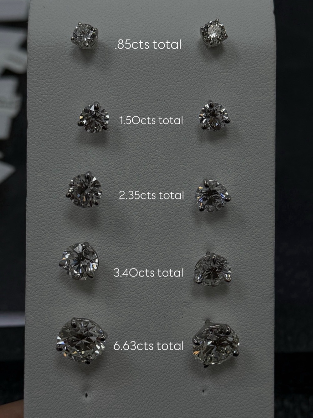 Cvd Lab Diamond Stud Earrings 14k white gold setting push back - 1.5ct